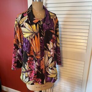 ADDITIONS BY CHICO’S | floral lightweight jacket purple yellow size 3 or L
